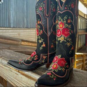 RARE New Old Gringo Bridgette Boots Cowboy Black Floral Leather Sz 8 RP $758